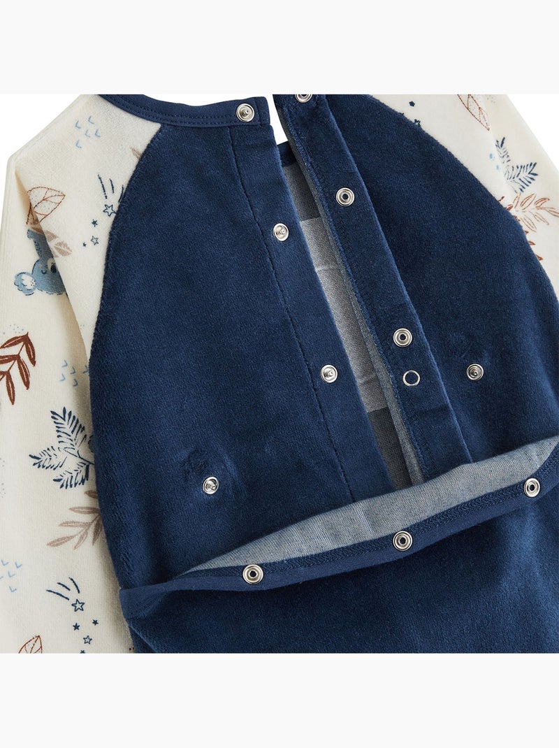 Copy of pyjama bébé en velours ginkgo Blauw - Kiabi