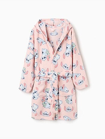 Coral fleece kamerjas met stitch motief