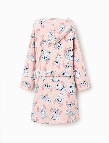 Coral fleece kamerjas met stitch motief