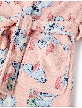 Coral fleece kamerjas met stitch motief