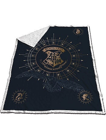 Coral & Sherpa Deken Harry Potter Zweinstein 130x170cm – Gouden Wapenschild – Officiële Licentie