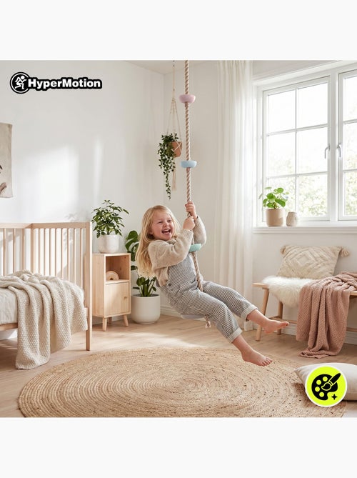 Corde d'escalade enfant avec disque balançoire et poignées l. 2m diam 30cm - Kiabi