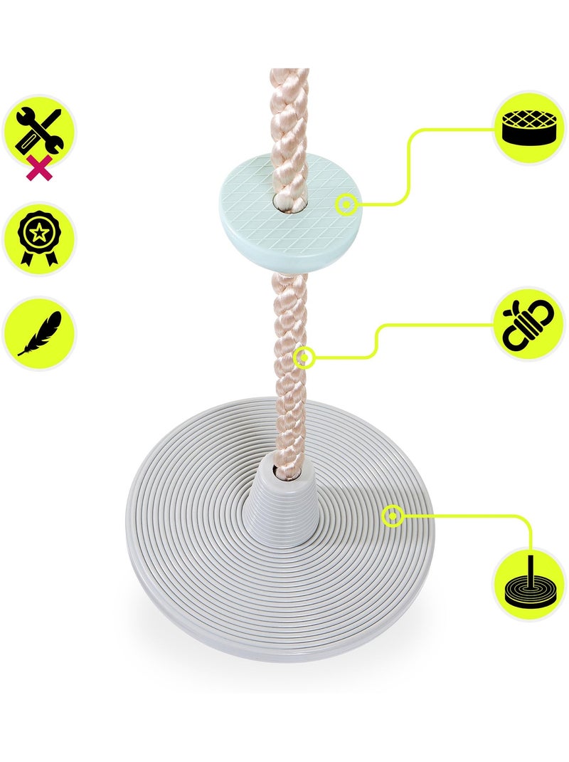 Corde d'escalade enfant avec disque balançoire et poignées l. 2m diam 30cm Beige - Kiabi