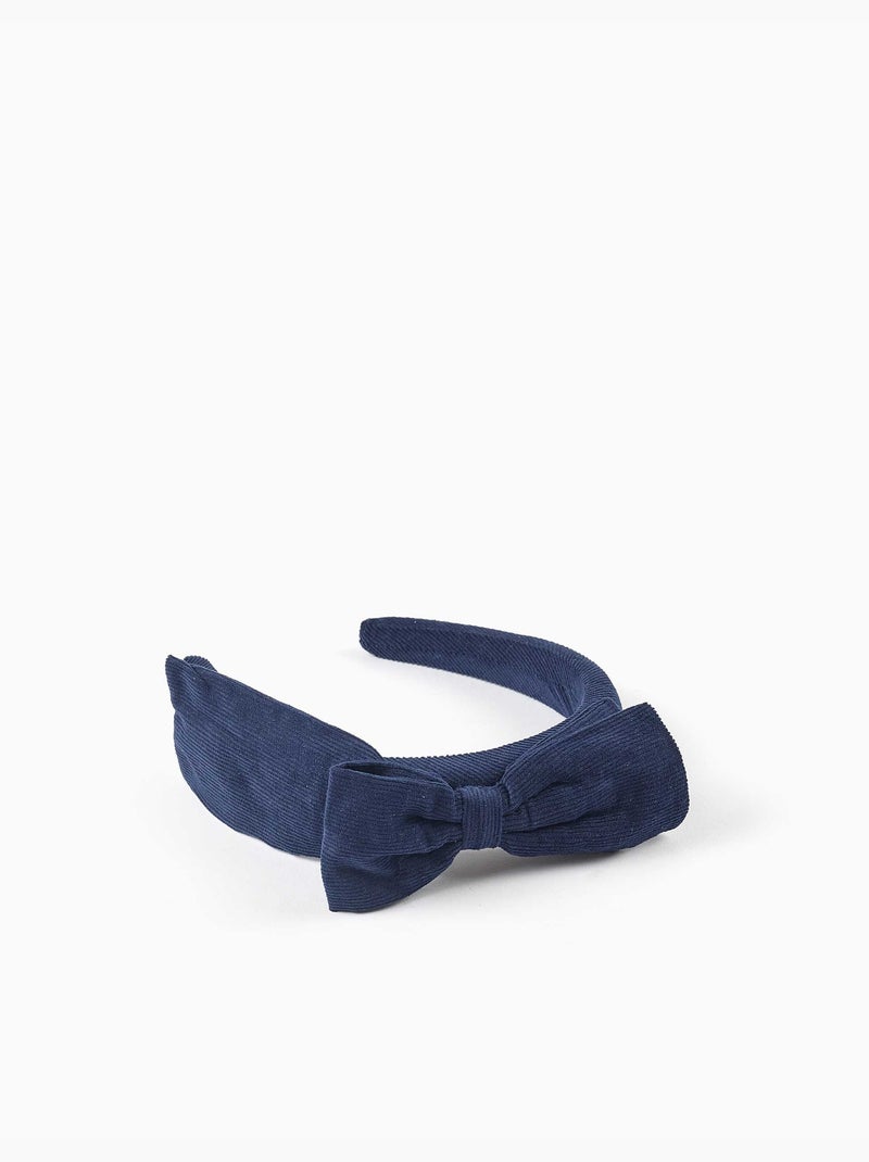 Corduroy alice-band met strik bovenop Donkerblauw - Kiabi
