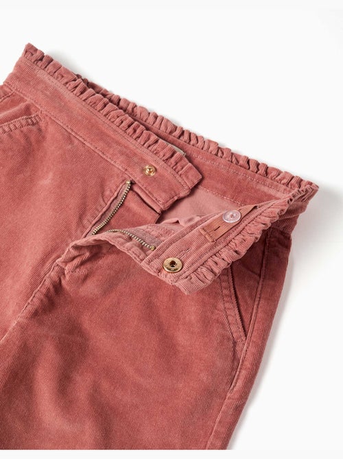 Corduroy broek met geruffelde paperbag taille - Kiabi Corduroy broek met geruffelde paperbag taille - Kiabi