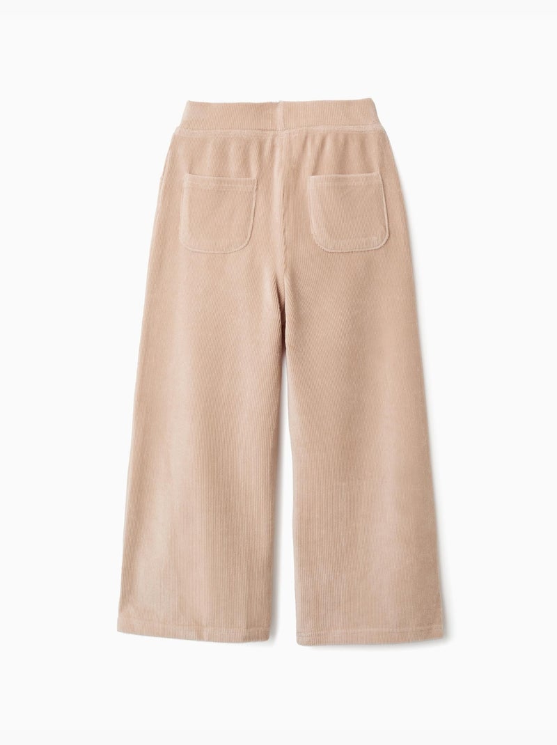 Corduroy broek met wijde pijpen en elastische taille Lichtbeige - Kiabi