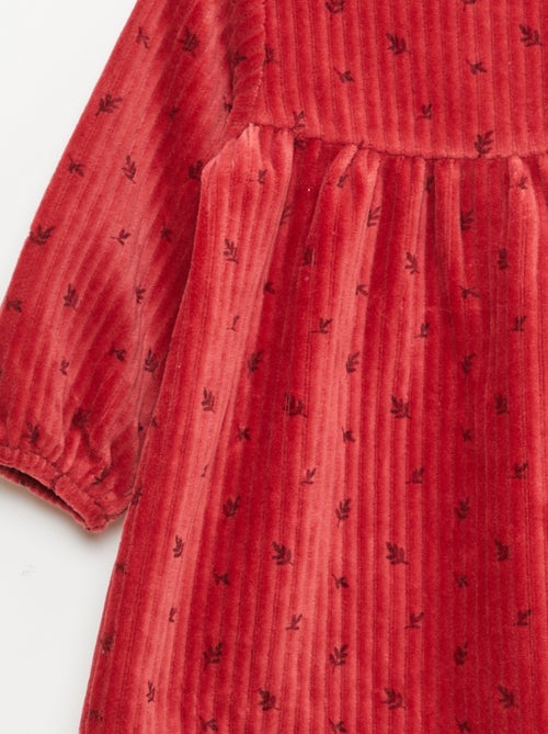 Corduroy jurk met lange mouwen en motief - Kiabi