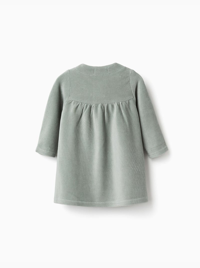 Corduroy jurk met lange mouwen Groen - Kiabi