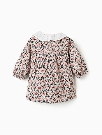Corduroy jurk met lange mouwen met bloemenpatroon