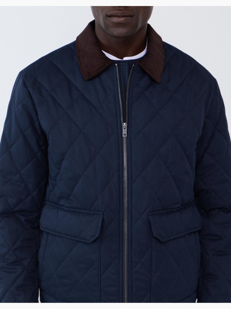 Corduroy kraagjas, mo fashion Blauw - Kiabi