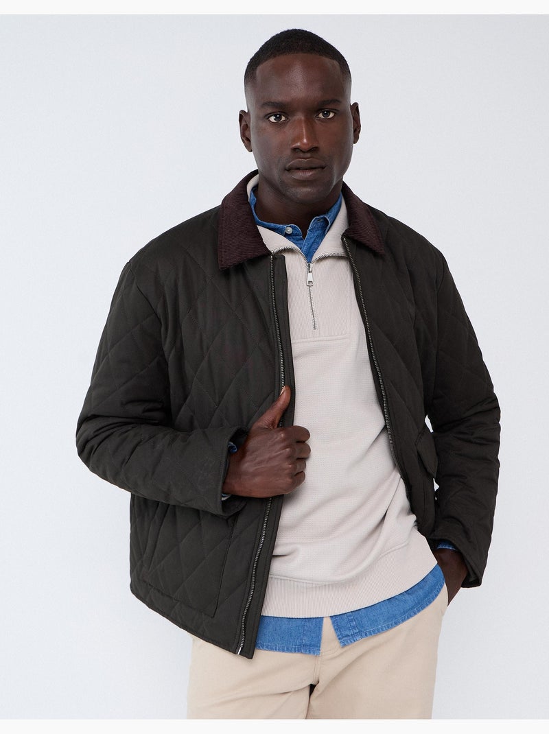Corduroy kraagjas, mo fashion Groen - Kiabi