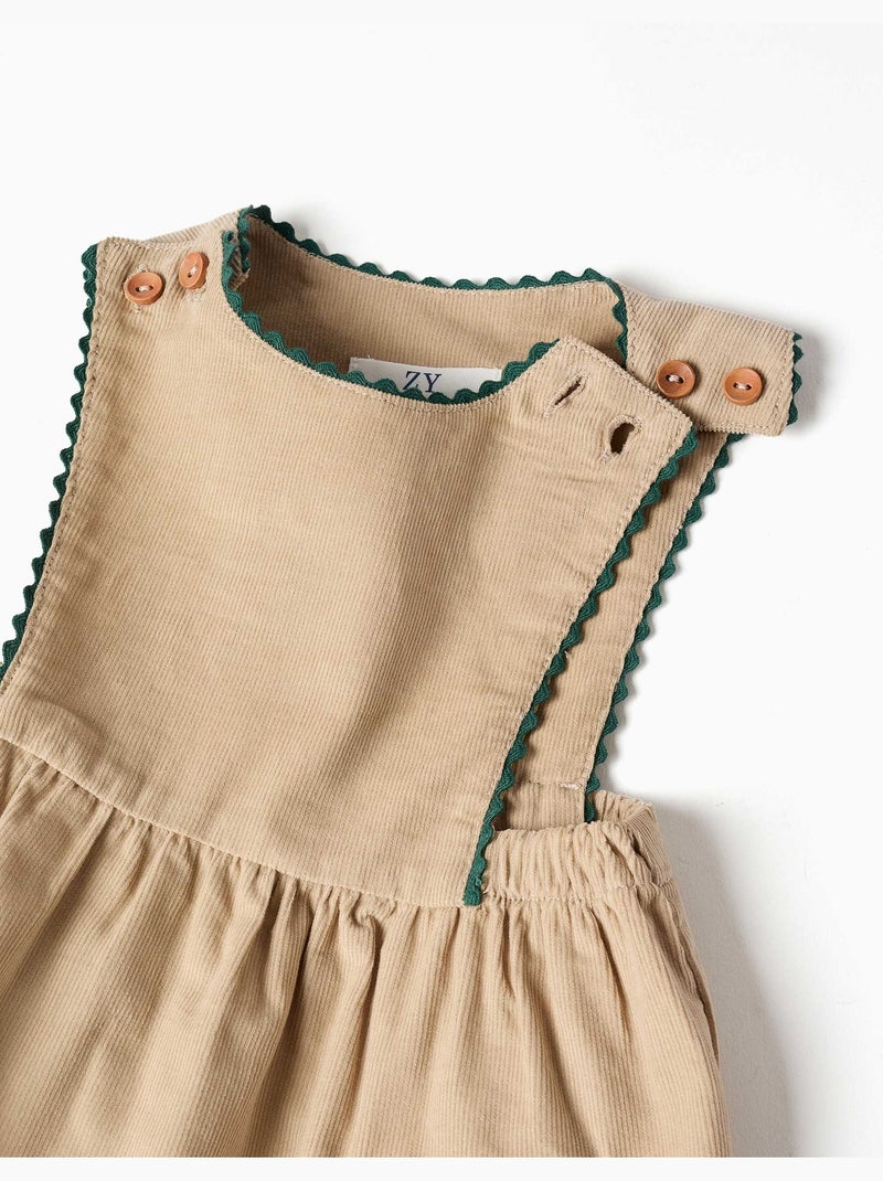 Corduroy salopettejurk met zakken Lichtbeige - Kiabi