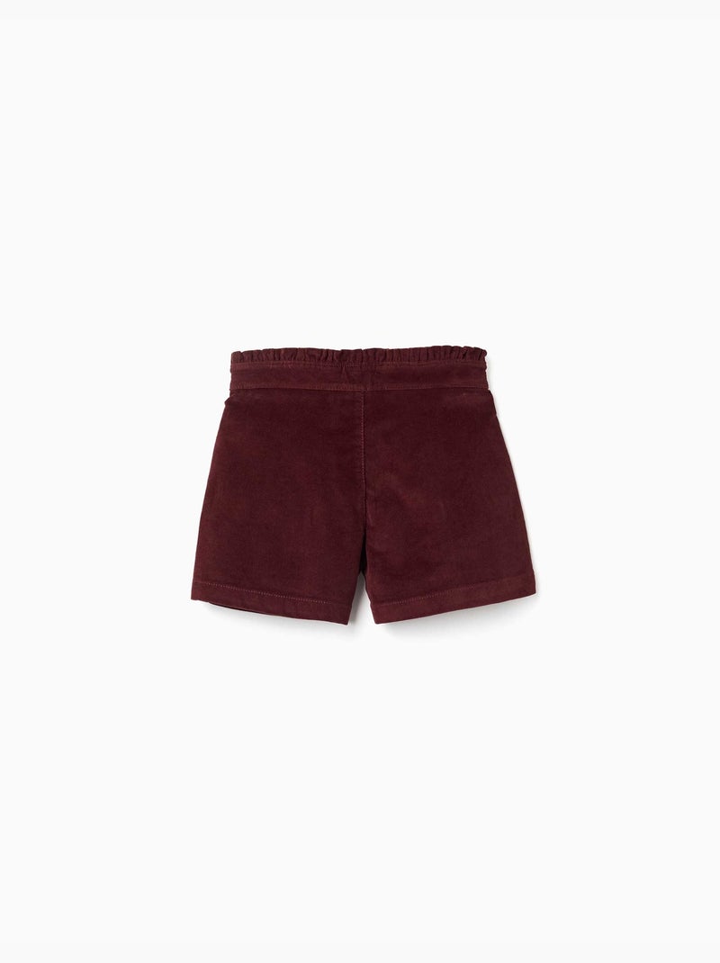 Corduroy shorts met gerimpelde paperbag taille Bruin - Kiabi