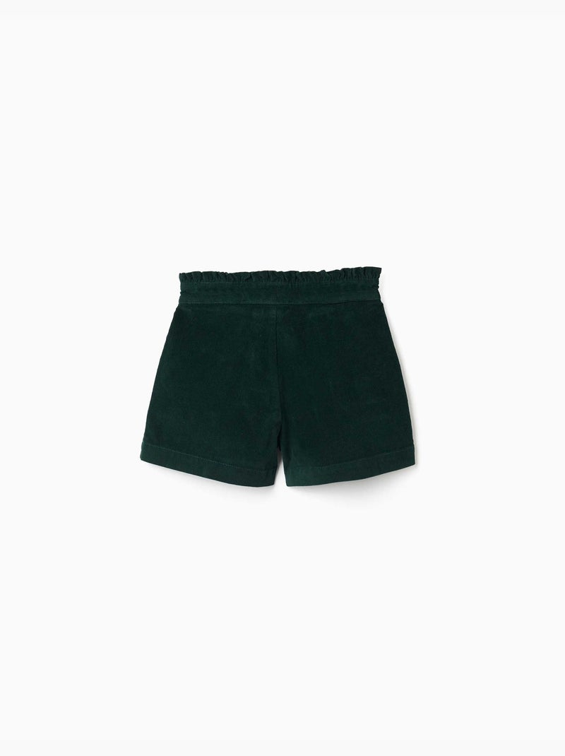 Corduroy shorts met plooien aan de voorkant Donkergroen - Kiabi