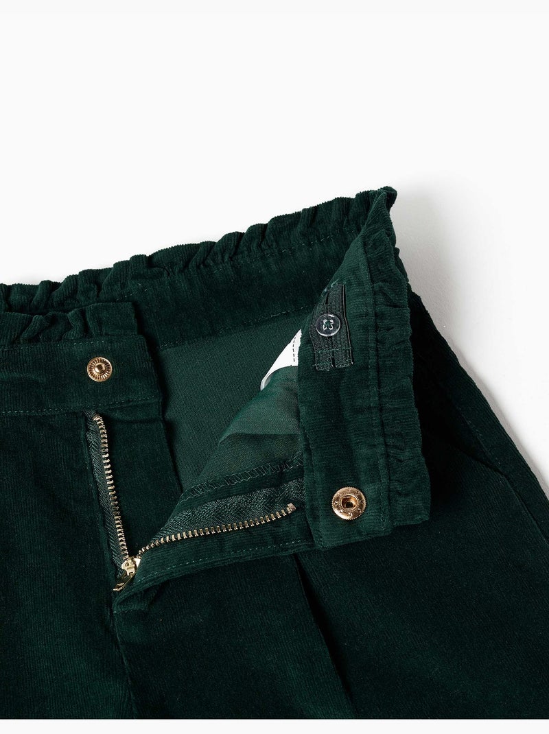 Corduroy shorts met plooien aan de voorkant Donkergroen - Kiabi