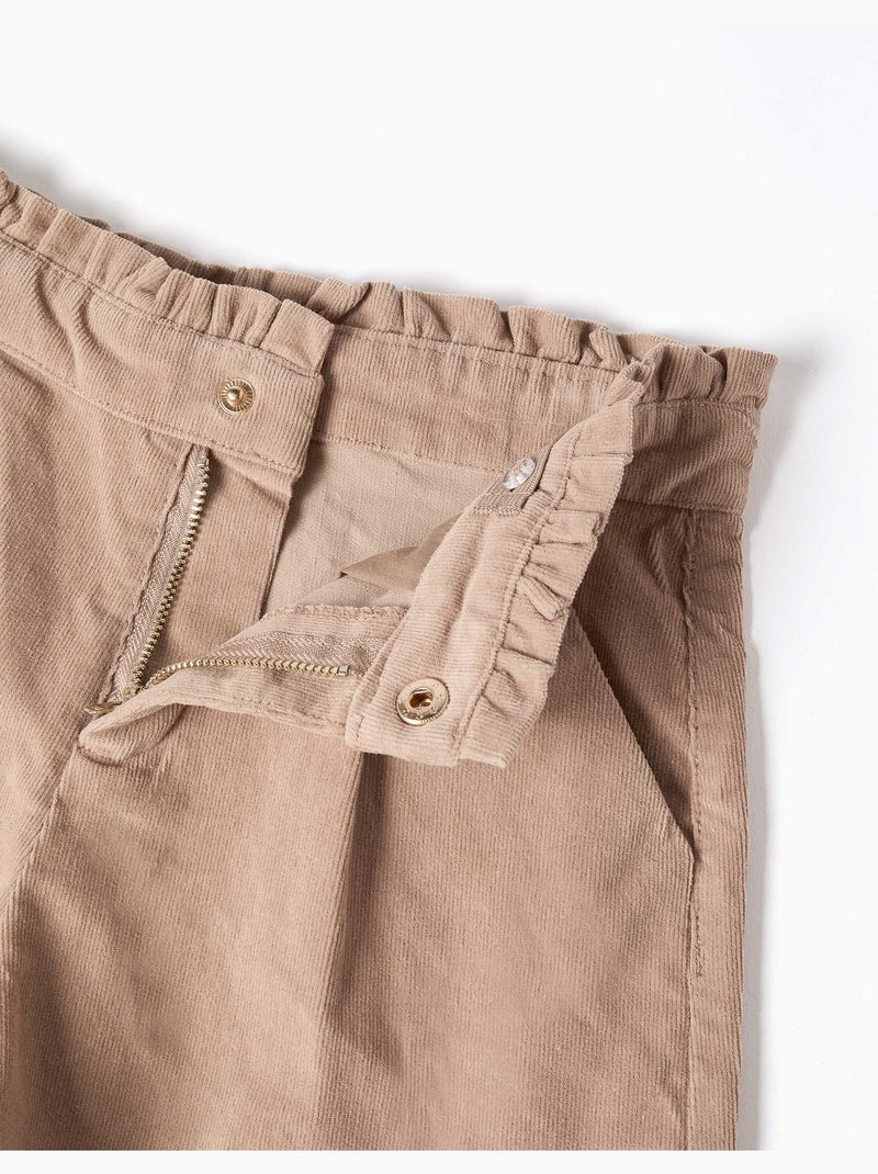 Corduroy shorts met plooien aan de voorkant Lichtbeige - Kiabi