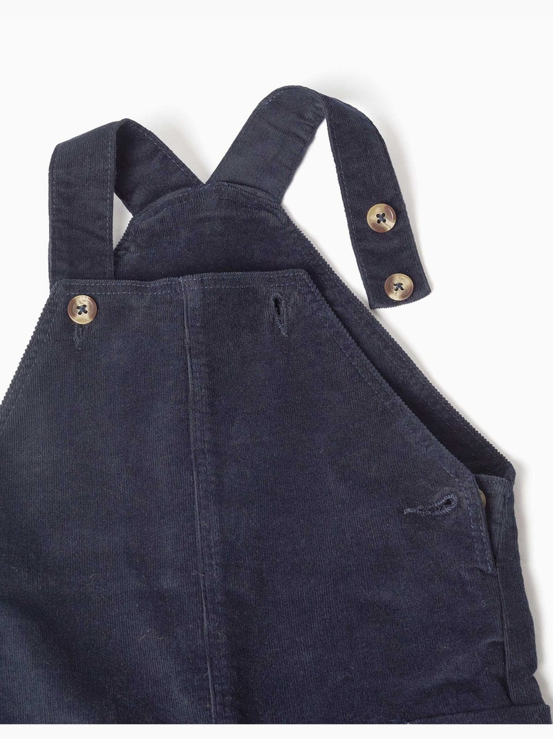 Corduroy tuinbroek met cargozakken Donkerblauw - Kiabi