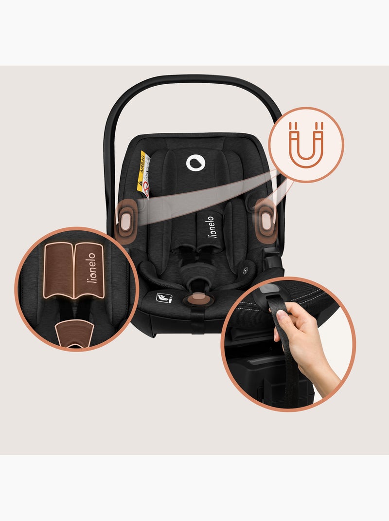 Cosi 360° ISOFIX LIONELO Moxie i-Size Set - Légère - 40-87cm - Tissu de bambou naturel Noir - Kiabi