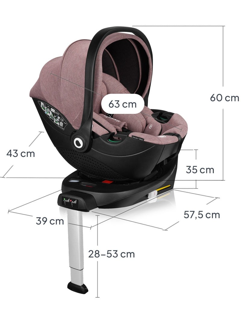 Cosi 360° ISOFIX LIONELO Moxie i-Size Set - Légère - 40-87cm - Tissu de bambou naturel Rose - Kiabi