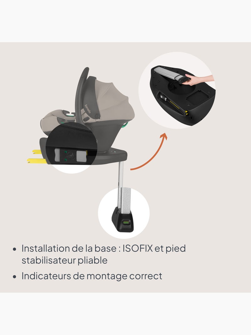 Cosi avec base isofix 180° - lionelo astrid i-size - adac récompense - légère - siège-auto 40-87 cm Beige foncé - Kiabi