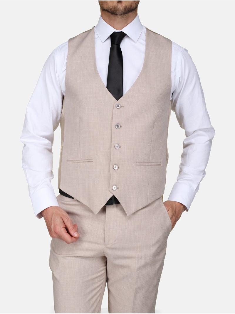 Costume 3 pièces col pointe - Leader Mode Crème - Kiabi
