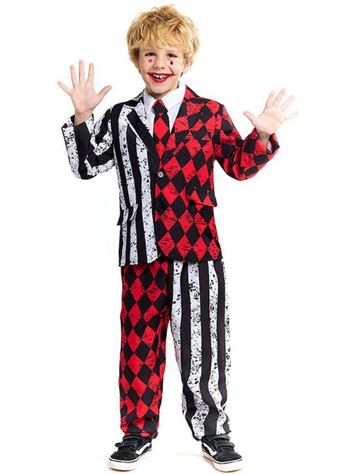 Costume de bouffon sinistre à rayures et losanges - Kiabi