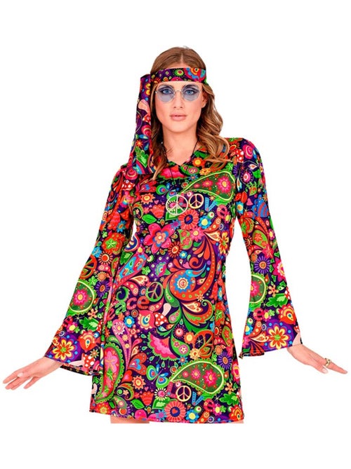 Costume de fille hippie en robe psychédélique - Kiabi