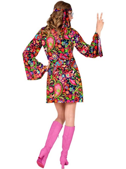 Costume de fille hippie en robe psychédélique - Kiabi