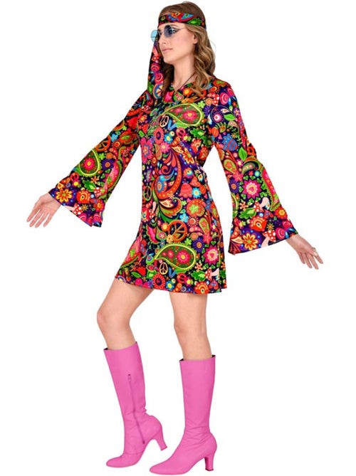 Costume de fille hippie en robe psychédélique - Kiabi