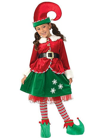 Costume de lutin assistant du Père Noël de luxe avec chapeau