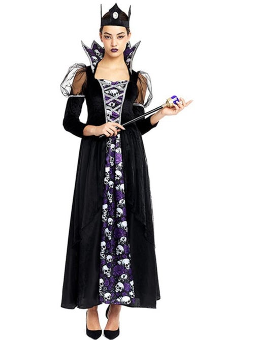 Costume de Reine Crâne Noir avec couronne - Kiabi