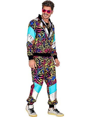 Costume de survêtement à imprimé animal fluo des années 80
