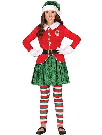 Costume d'elfe assistant du Père Noël avec chapeau