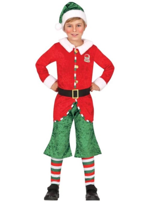 Costume d'elfe assistant du Père Noël avec chapeau - Kiabi