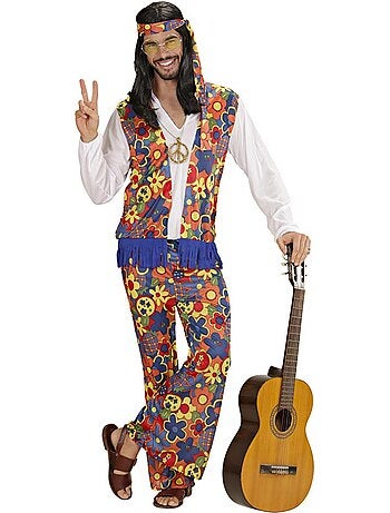 Costume d'homme hippie avec ruban médaillon