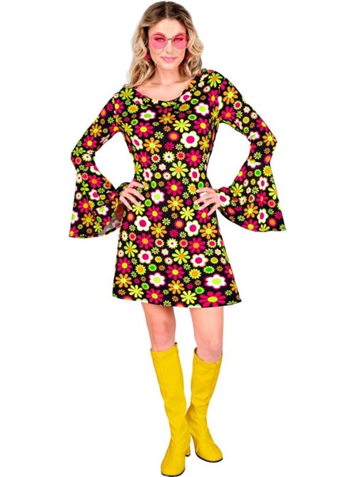 Costume hippie années 60 à fleurs sombres - Kiabi