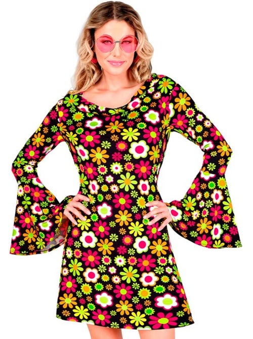 Costume hippie années 60 à fleurs sombres - Kiabi