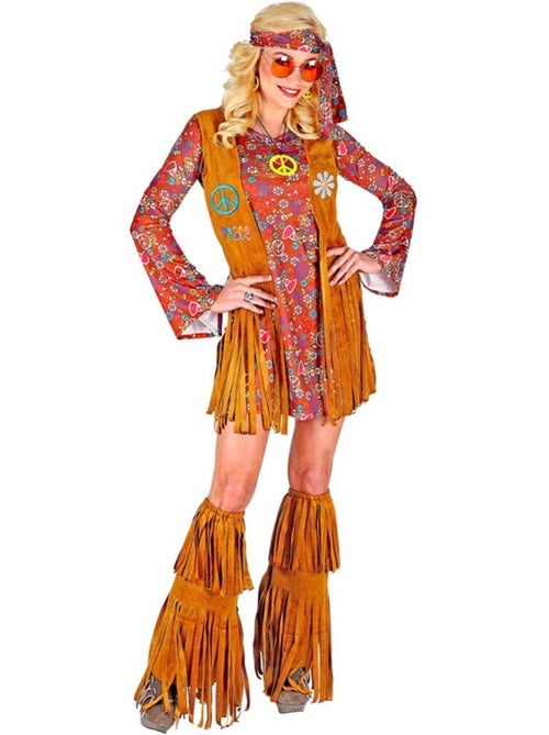 Costume hippie avec couvre-bottes et franges - Kiabi