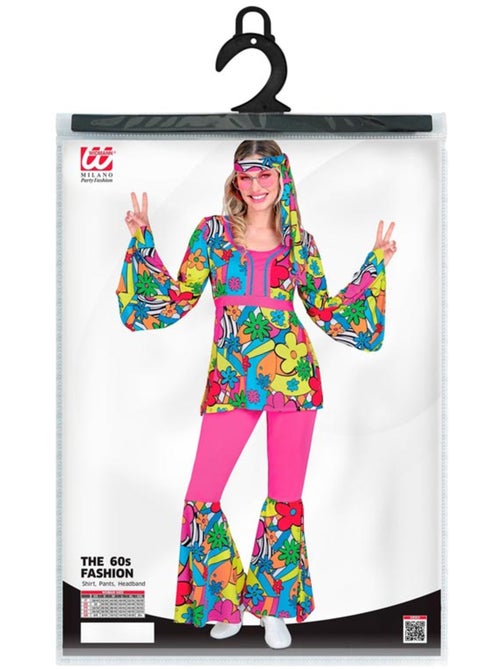 Costume hippie des années 60 avec fleurs de dessin animé - Kiabi