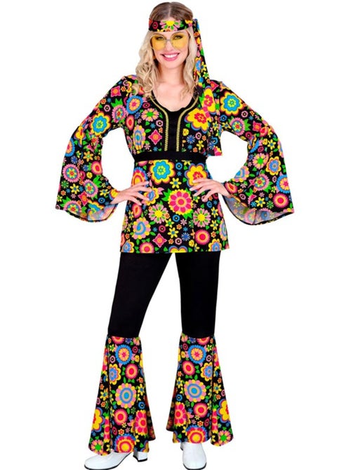 Costume hippie des années 60 avec fleurs et mandalas - Kiabi