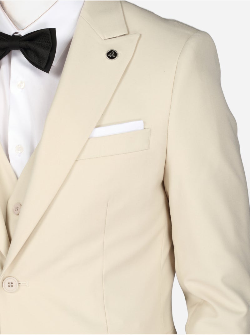 Costume london uni 3 pièces - Bill Tornade Beige - Kiabi