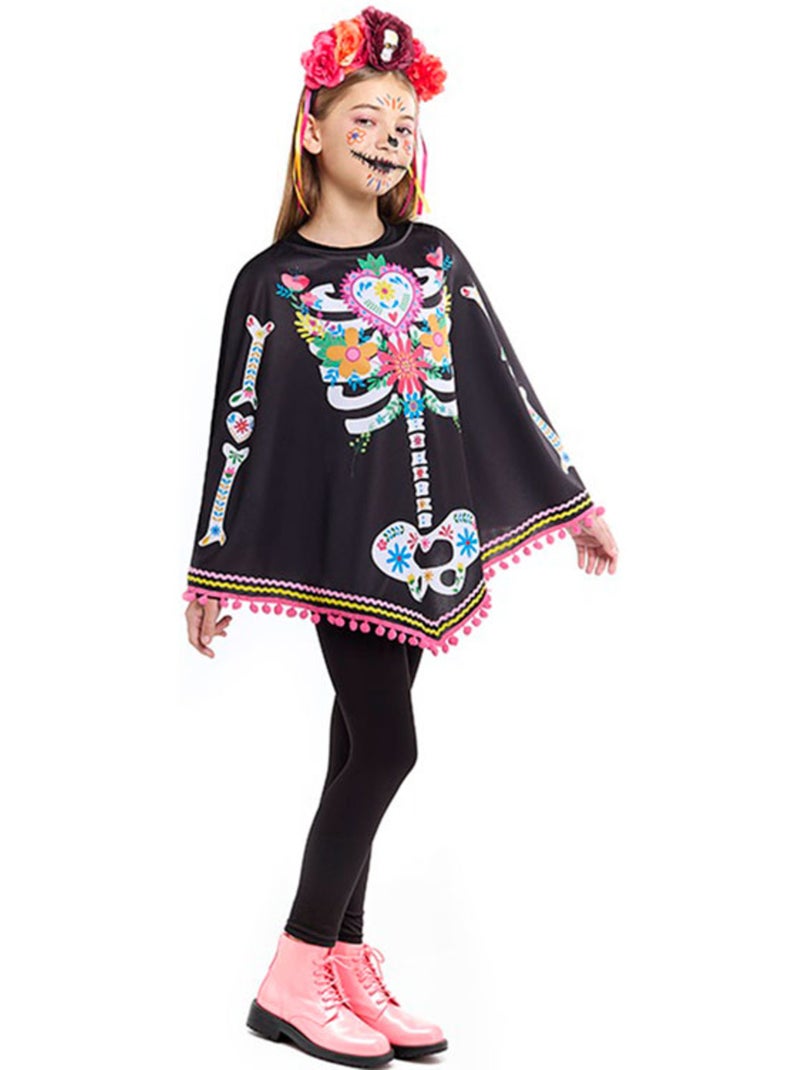 Costume ou poncho de squelette de Catrina Multicolore - Kiabi