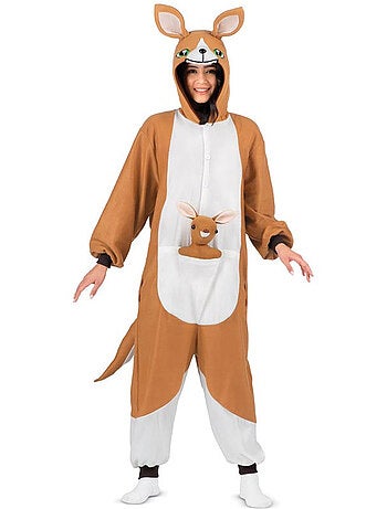 Costume ou pyjama kangourou avec capuche en peluche
