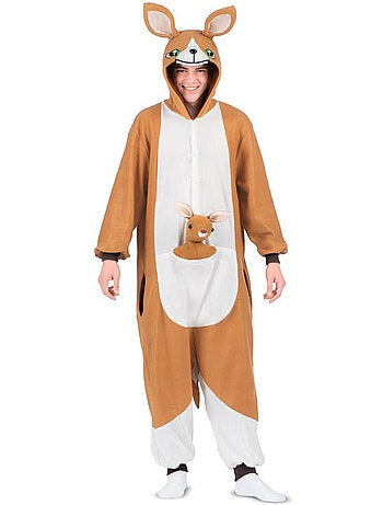 Costume ou pyjama kangourou avec capuche en peluche