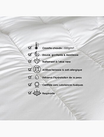 Couette chaude respirante premium 533 g/m² traitement anti acarien