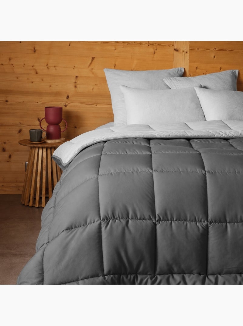 Couette légère réversible bicolore en microfibre 200 gr/m² Argent - Kiabi