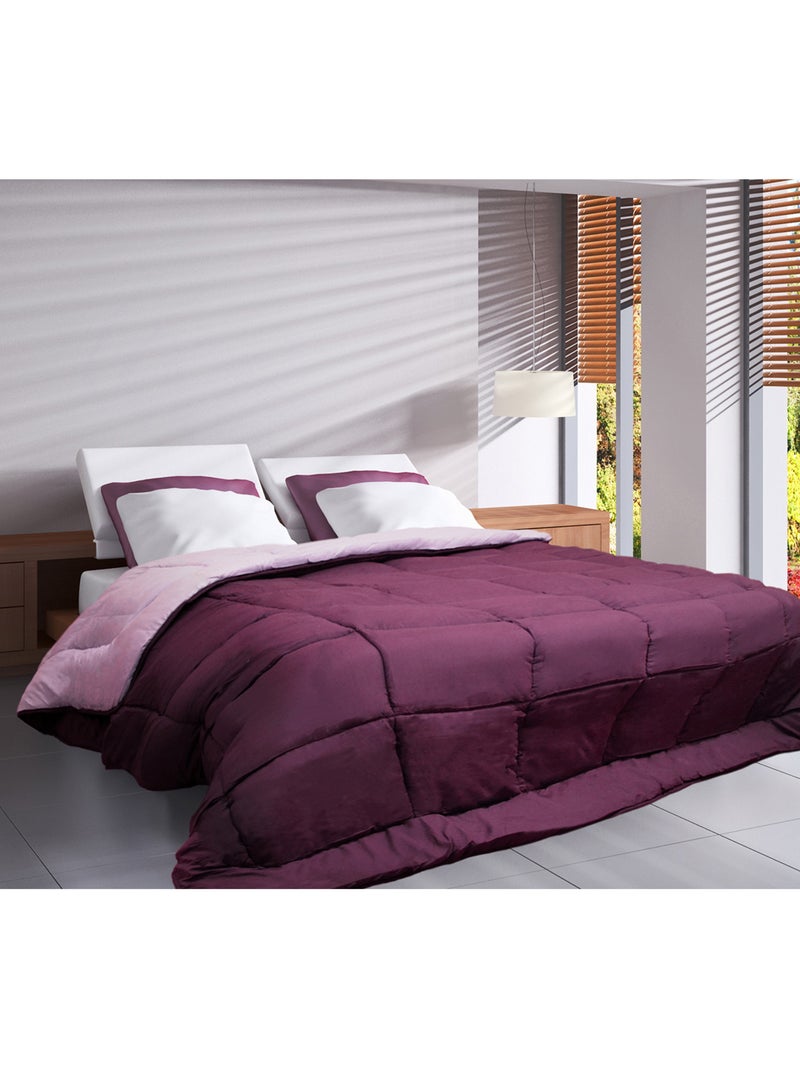 Couette légère réversible bicolore en microfibre 200 gr/m² Violet prune - Kiabi
