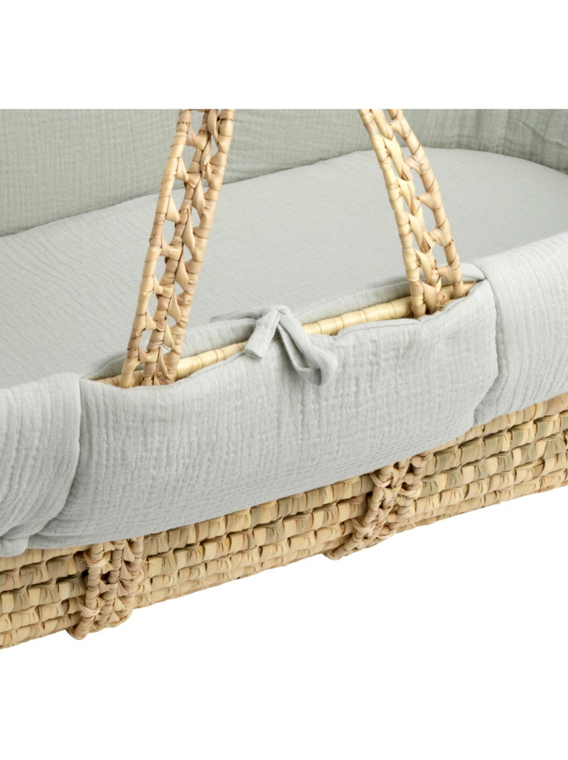 Couffin bébé en fibres naturelles avec habillage tissu - sauthon Vert tilleul - Kiabi