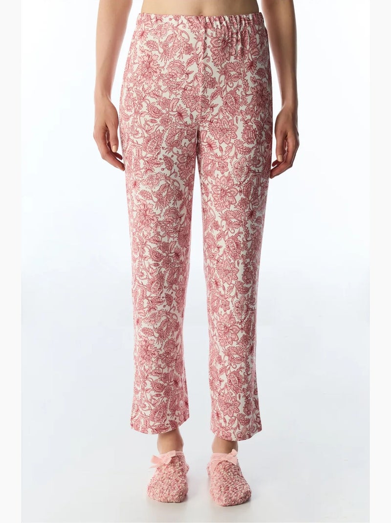 Countryside pyjamabroek met bloemenprint penti Wit Roze - Kiabi