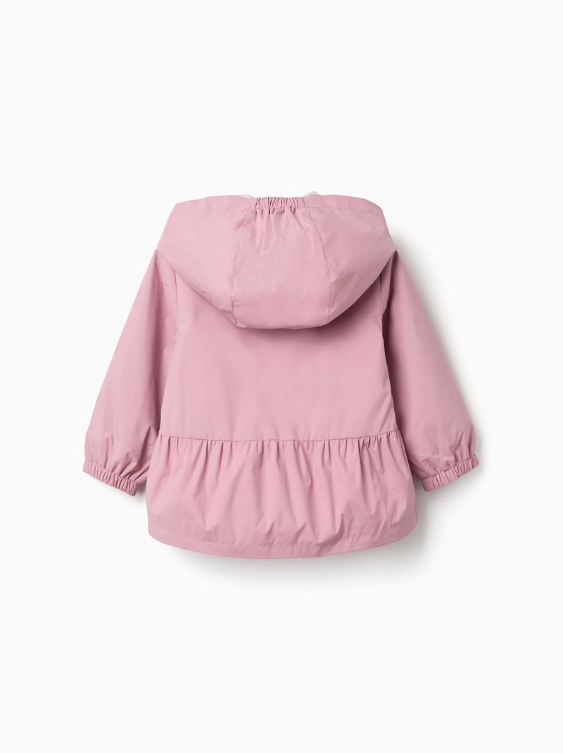 Coupe-vent avec capuche et ourlet à volants Rose clair - Kiabi